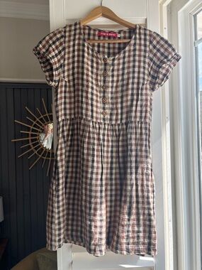 Pyne & Smith brown, black and Cream Check Mini Dress